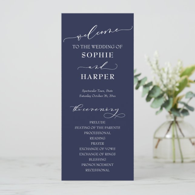 Programme Typographie simple, élégante calligraphie bleu mar (Debout devant)