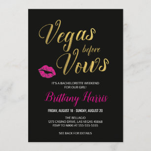 Programme Vegas avant Vows Bachelorette Itinéraire Invitatio