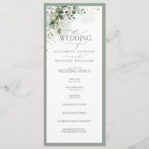 Programme Verdure botanique Mariage d'aquarelle fleurie