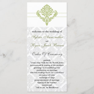 programme vert de mariage damassé