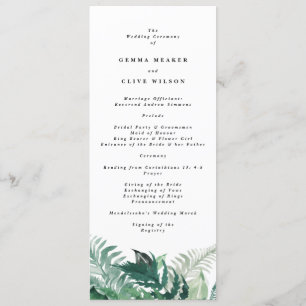 Programme Vert frais Mariage d'aquarelle moderne