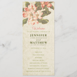 Programme vintage de mariage Apple Blossom