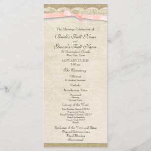 Programme vintage de mariage de dentelle et de mâc