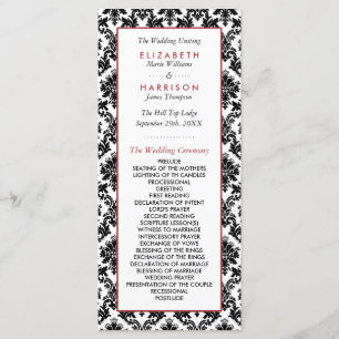 Programme vintage Red, Black & White Mariage damas