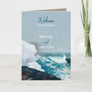 Programme Watercolor Beach Waves Mariage Ordre de service