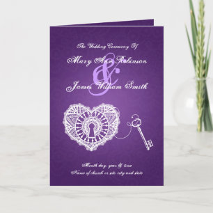 Programme Wedding Program Key To My Heart Purple