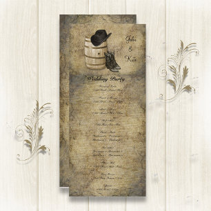 Programme Western Barrel and Boots Wedding Program
