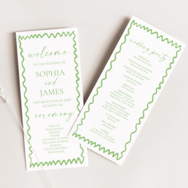Programme Whimsical Citrus Green Wavy Border Wedding (Créateur téléchargé)
