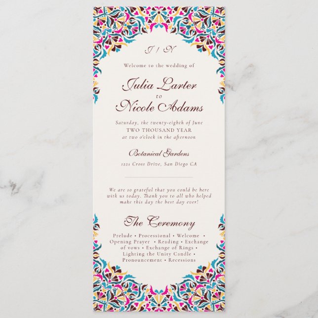 Programme Whimsical Luxury ivoire Floral Style Mariage front (Devant)