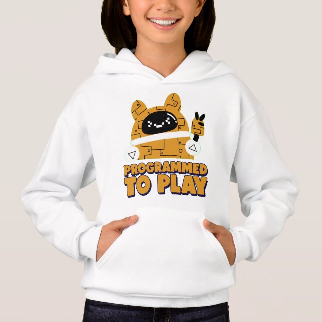 Programmed to play Girls Pullover Hoodie (Front)
