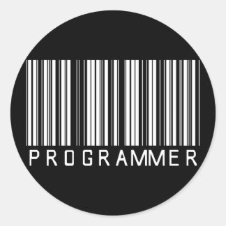 Programmer Bar Code Classic Round Sticker
