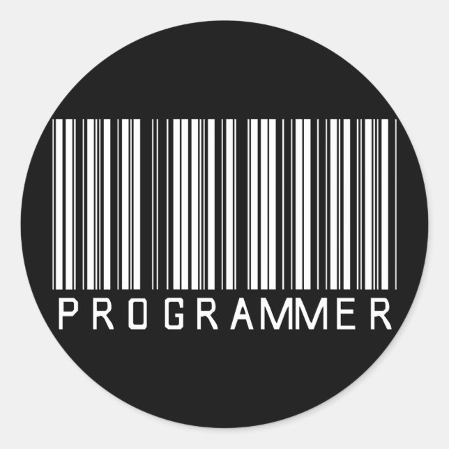 Programmer Bar Code Classic Round Sticker (Front)