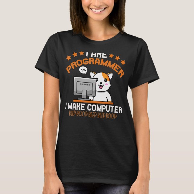 Programmer Cat Animal  Coding Squad Engineer T-Shirt (Front)