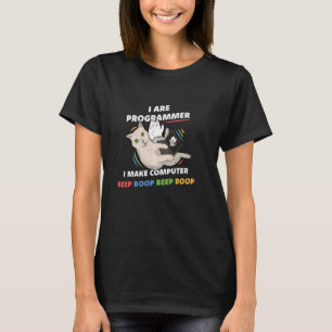 Programmer Cat Beep Boop Coder Meme For Computer G T-Shirt