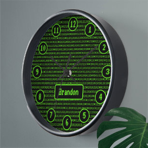 Programmer Code SciFi Style Green/Black - Any Name Clock