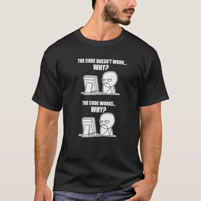 Programmer  Code Works Why Meme T-Shirt (Front)