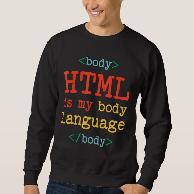 Programmer Coder Computer  HTML Is My Body Languag Sweatshirt (Front)