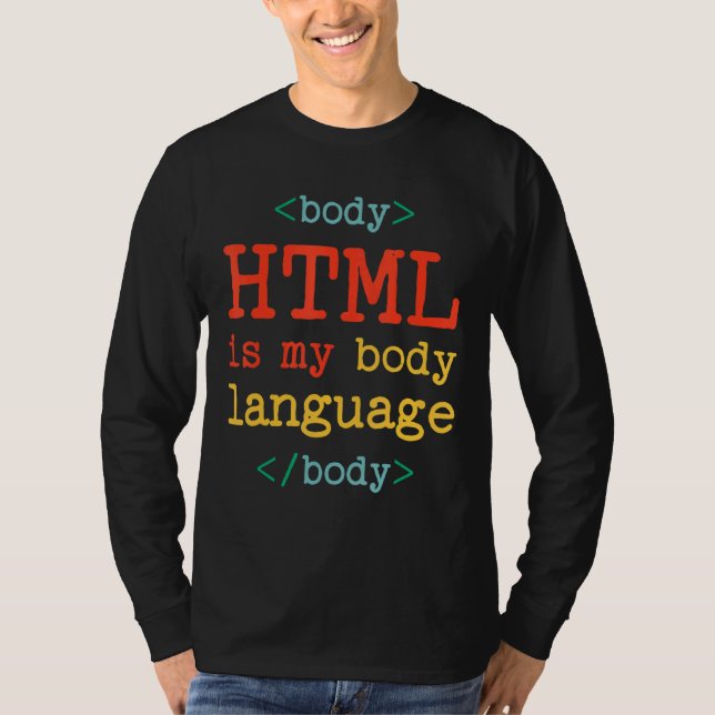 Programmer Coder Computer  HTML Is My Body Languag T-Shirt (Front)