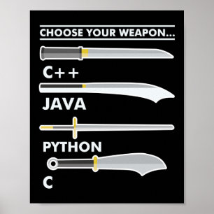 Programmer Coding Choose Your Weapon C Java Python Poster