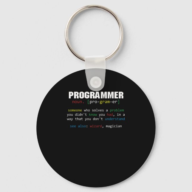 Programmer Definition Coder Programming Coding Gif Keychain (Front)