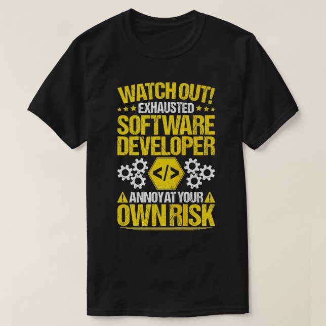 Programmer Engineer Own Risk Software Developer  T-Shirt (Design Front)