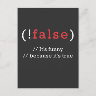 Programmer !False True Code Programming Coding Postcard