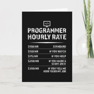 Programmer Hourly Rate Funny Coding Gift Card