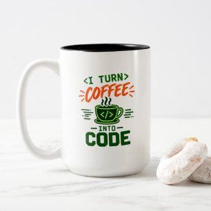 Programmer IT Humour I Turn Coffee Into Code Dev Two-Tone Coffee Mug
