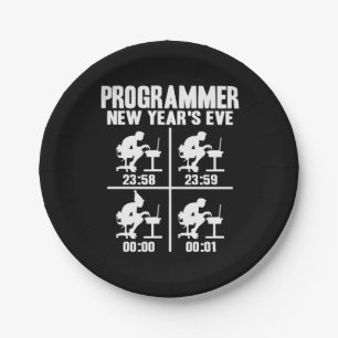 Programmer New Year's Ever Paper Plate