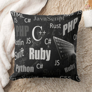 Programmer Pattern Black and White Throw Pillow