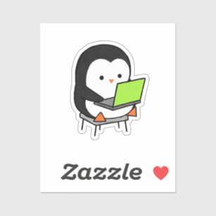 Programmer Penguin Working Hard Laptop