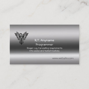Programmer, Phoenix, black on brushed steel effect Business Card