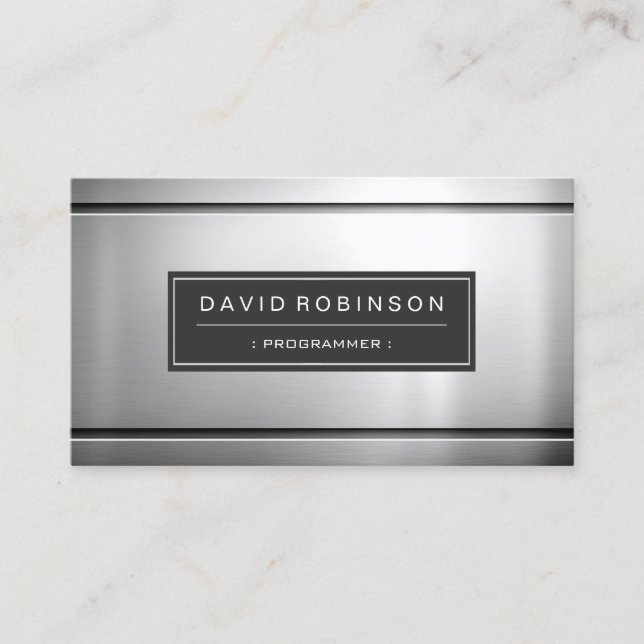 Programmer - Premium Silver Metal Business Card (Front)