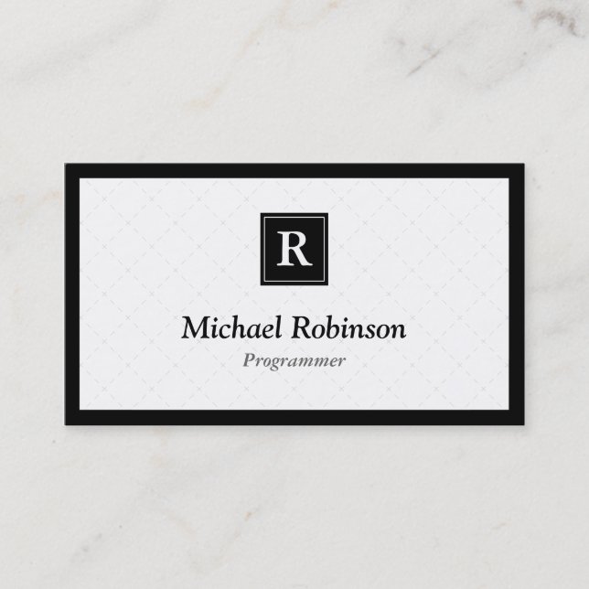 Programmer - Simple Elegant Monogram Business Card (Front)
