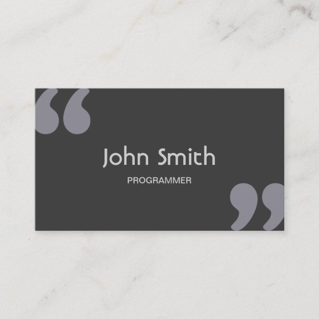 Programmer Simple Quotation Marks Business Card (Front)