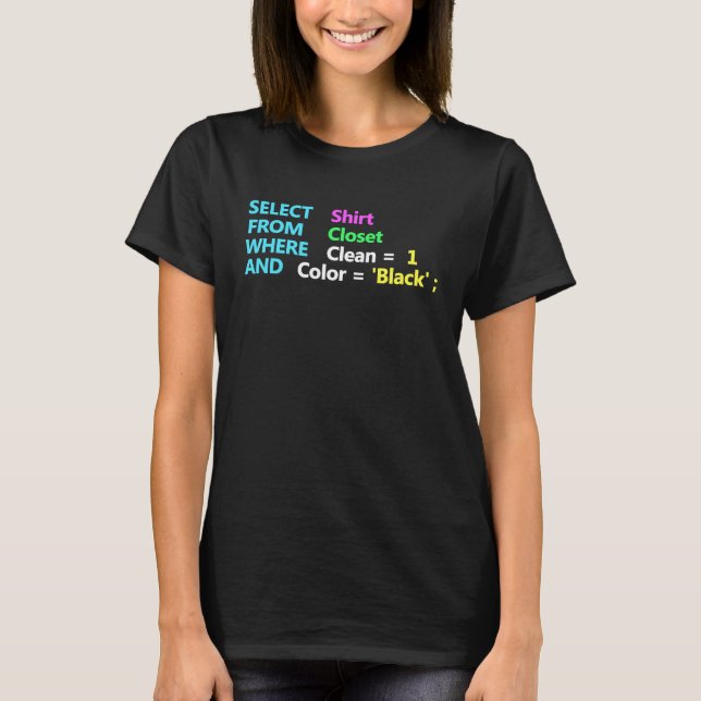 Programmer SQL Quest Geek Database Coding T-Shirt (Front)