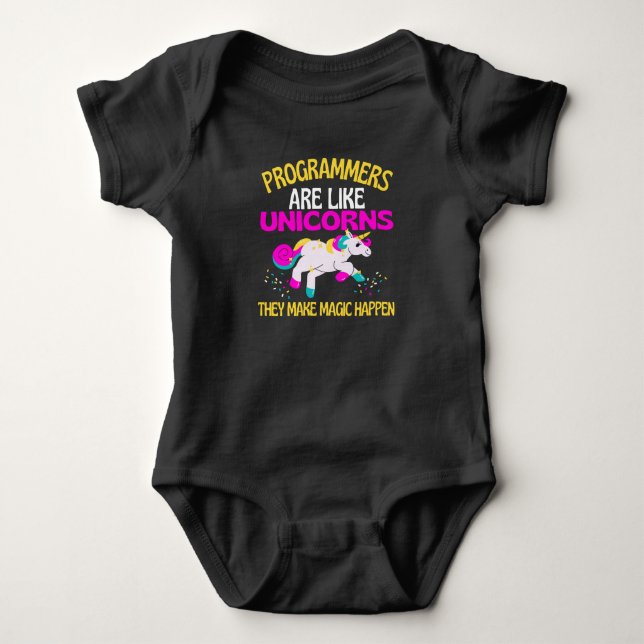 Programmer Unicorn , Magical Unicorn Programmers Baby Bodysuit (Front)