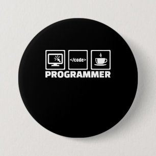 Programmer Write Code And Drink Coffee 3 Inch Round Button