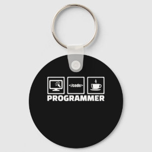 Programmer Write Code And Drink Coffee Keychain