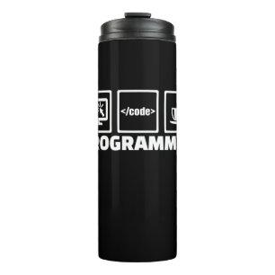 Programmer Write Code And Drink Coffee Thermal Tumbler