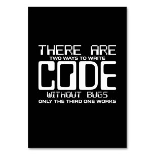 Programmer Write Code Without Bugs Table Number