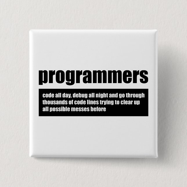 Programmers 2 Inch Square Button (Front)