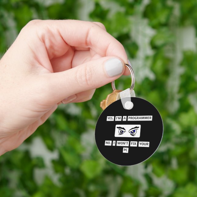 Programmer's Disclaimer T-Shirt Keychain (Hand)