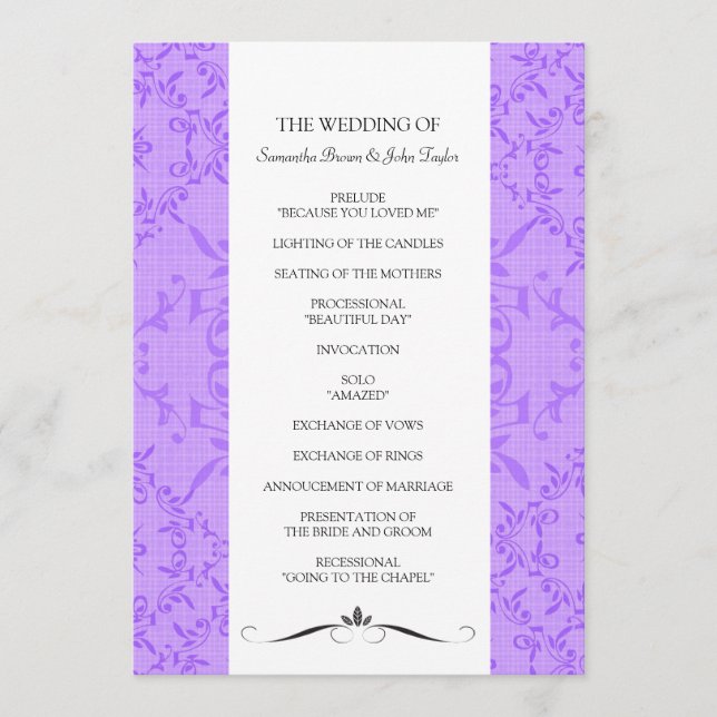 Programmes de cérémonie des mariages (Devant)