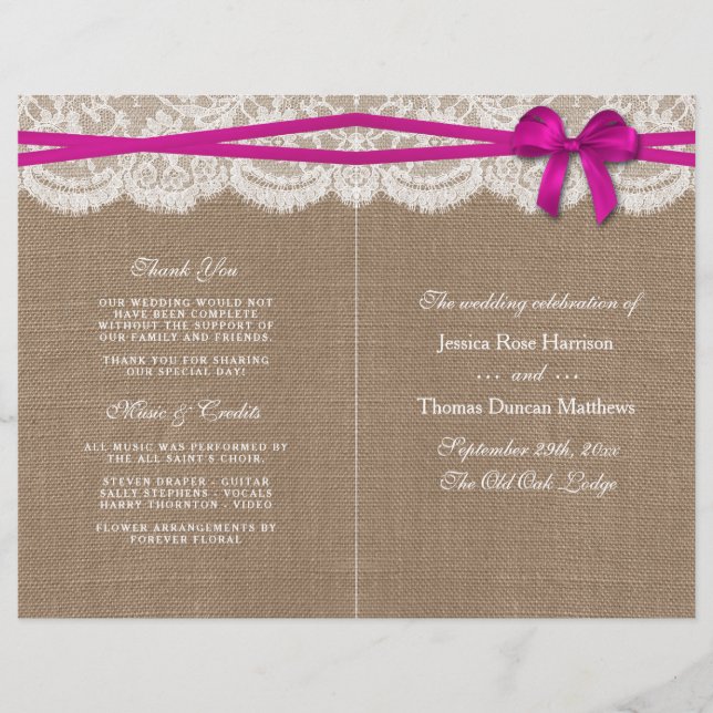 Programmes de collection de Mariages Rustic Pink B (Devant)