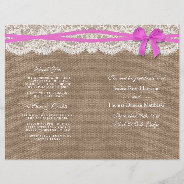 Programmes de collection de Mariages Rustic Pink B (Devant)