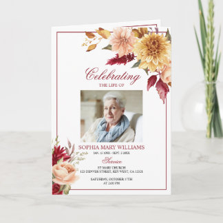 Programmes de funérailles avec photo de fleurs d'a