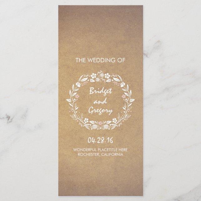 programmes de mariage à la couronne fleurie (Devant)