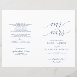Programmes de mariage à typographie élégante Bleu