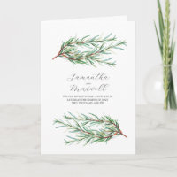 Programmes de mariage aquarelle romarin plié